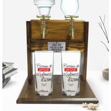 BK Kişiye Özel Renkli Baskılı Gerçeği Söylemesi Lazım Tasarımlı Ikili Rakı Bardağı ve Çift Musluklu Doğal Ahşap Rakı Standı-1