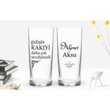 Bk Kişiye Özel Renkli Baskılı Gidişin Rakıyı Tasarımlı 2'li Rakı Bardağı Seti-1
