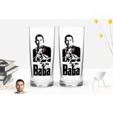 BK Kişiye Özel Renkli Baskılı Godfather Baba Tasarımlı Ikili Rakı Bardağı Seti-2