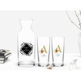 BK Kişiye Özel Renkli Baskılı Harf ve İsim Tasarımlı 2'li Rakı Bardağı ve Karaf Seti-1