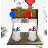 BK Kişiye Özel Renkli Baskılı Harfli Ikili Vodka Bardağı ve Çift Musluklu Doğal Ahşap Vodka Standı-2