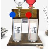 BK Kişiye Özel Renkli Baskılı Harfli Ikili Vodka Bardağı ve Çift Musluklu Doğal Ahşap Vodka Standı-5