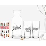 BK Kişiye Özel Renkli Baskılı Hayat Kısa Kuşlar Uçuyor Tasarımlı Ikili Rakı Bardağı Karaf ve Cep Kitabı Hediye Seti-1