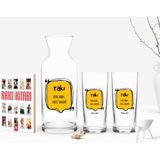 BK Kişiye Özel Renkli Baskılı Haydi Abbas Vakit Tamam Tasarımlı Ikili Rakı Bardağı Karaf ve Cep Kitabı Hediye Seti-1