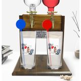 BK Kişiye Özel Renkli Baskılı Isimli Fotoğraflı Ikili Vodka Bardağı ve Çift Musluklu Doğal Ahşap Vodka Standı-33
