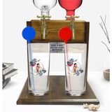 BK Kişiye Özel Renkli Baskılı Isimli Fotoğraflı Ikili Vodka Bardağı ve Çift Musluklu Doğal Ahşap Vodka Standı-34