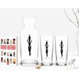BK Kişiye Özel Renkli Baskılı Isimli Ikili Rakı Bardağı Karaf ve Cep Kitabı Hediye SETI-118