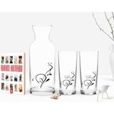 BK Kişiye Özel Renkli Baskılı Isimli Ikili Rakı Bardağı Karaf ve Cep Kitabı Hediye SETI-122