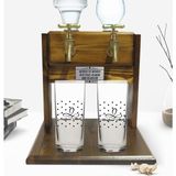 BK Kişiye Özel Renkli Baskılı Isimli Ikili Rakı Bardağı ve Çift Musluklu Doğal Ahşap Rakı Standı-4