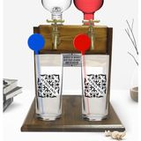 BK Kişiye Özel Renkli Baskılı Isimli Ikili Vodka Bardağı ve Çift Musluklu Doğal Ahşap Vodka Standı-10