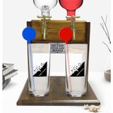 BK Kişiye Özel Renkli Baskılı Isimli Ikili Vodka Bardağı ve Çift Musluklu Doğal Ahşap Vodka Standı-27