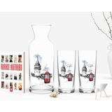 BK Kişiye Özel Renkli Baskılı Istanbul Tasarımlı Ikili Rakı Bardağı Karaf ve Cep Kitabı Hediye Seti-1