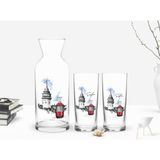BK Kişiye Özel Renkli Baskılı Istanbul Tasarımlı İkili Rakı Bardağı ve Karaf Seti-1