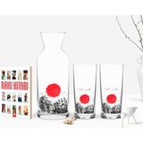 BK Kişiye Özel Renkli Baskılı Japan Tasarımlı Ikili Rakı Bardağı Karaf ve Cep Kitabı Hediye Seti-1