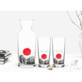 BK Kişiye Özel Renkli Baskılı Japan Tasarımlı İkili Rakı Bardağı ve Karaf Seti-1
