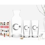 BK Kişiye Özel Renkli Baskılı Kaligrafi Atatürk Tasarımlı Ikili Rakı Bardağı Karaf ve Cep Kitabı Hediye Seti-1
