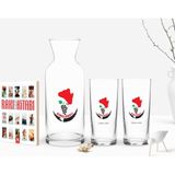BK Kişiye Özel Renkli Baskılı Kırklareli Tasarımlı Turistik Ikili Rakı Bardağı Karaf ve Cep Kitabı Hediye Seti-1