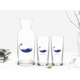 BK Kişiye Özel Renkli Baskılı Kütahya Tasarımlı Turistik 2'li Rakı Bardağı ve Karaf Seti-1