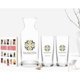 BK Kişiye Özel Renkli Baskılı Mardin Tasarımlı Turistik Ikili Rakı Bardağı Karaf ve Cep Kitabı Hediye Seti-1