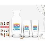 BK Kişiye Özel Renkli Baskılı Marmaris Tasarımlı Turistik Ikili Rakı Bardağı Karaf ve Cep Kitabı Hediye Seti-1