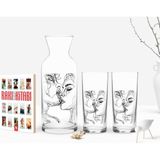 BK Kişiye Özel Renkli Baskılı Öpücük Tasarımlı Ikili Rakı Bardağı Karaf ve Cep Kitabı Hediye Seti-2