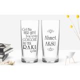 Bk Kişiye Özel Renkli Baskılı Rakı İçelim Tasarımlı 2'li Rakı Bardağı Seti-1