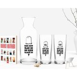 BK Kişiye Özel Renkli Baskılı Rakı Içen Öldü De Su Içen Ölmedi Mi Tasarımlı Ikili Rakı Bardağı Karaf ve Cep Kitabı Hediye Seti-1