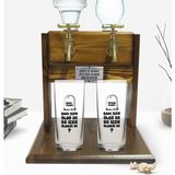 BK Kişiye Özel Renkli Baskılı Rakı Içen Öldü De Su Içen Ölmedi Mi Tasarımlı Ikili Rakı Bardağı ve Çift Musluklu Doğal Ahşap Rakı Standı-1