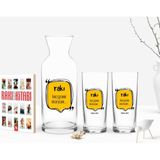 BK Kişiye Özel Renkli Baskılı Rakı Şişesinde Balık Olsam Tasarımlı Ikili Rakı Bardağı Karaf ve Cep Kitabı Hediye Seti-2