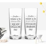 BK Kişiye Özel Renkli Baskılı Şerefine Tasarımlı Ikili Rakı Bardağı Seti-1