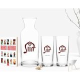 BK Kişiye Özel Renkli Baskılı Siirt Tasarımlı Turistik Ikili Rakı Bardağı Karaf ve Cep Kitabı Hediye Seti-1