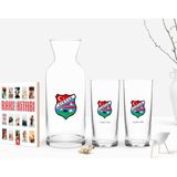 BK Kişiye Özel Renkli Baskılı Şırnak Tasarımlı Turistik Ikili Rakı Bardağı Karaf ve Cep Kitabı Hediye Seti-1
