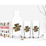 BK Kişiye Özel Renkli Baskılı Yarıya Kadar Değil Yaraya Kadar Tasarımlı Ikili Rakı Bardağı Karaf ve Cep Kitabı Hediye Seti-6