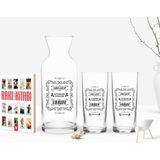 BK Kişiye Özel Renkli Baskılı Yeşilçam Replikleri Seni Babandan Isteyeceğim Tasarımlı Ikili Rakı Bardağı Karaf ve Cep Kitabı Hediye Seti-1
