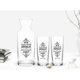 BK Kişiye Özel Renkli Baskılı Yeşilçam Replikleri Sütoğlan Tasarımlı 2'li Rakı Bardağı ve Karaf Seti-1