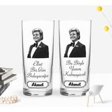 BK Kişiye Özel Renkli Baskılı Zeki Müren Tasarımlı Ikili Rakı Bardağı Seti-1