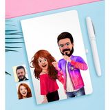 BK Kişiye Özel Sevgililer Animasyon Karikatürlü Beyaz Defter ve Kalem Hediye Seti-32