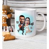 BK Kişiye Özel Sevgililer Karikatür Beyaz Kupa Bardak - 15