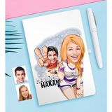 BK Kişiye Özel Sevgililer Karikatürlü Beyaz Defter ve Kalem Hediye Seti-30
