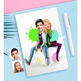 BK Kişiye Özel Sevgililer Karikatürlü Beyaz Defter ve Kalem Hediye Seti-35