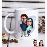 BK Kişiye Özel Sevgililer Karikatürlü Beyaz Kupa BARDAK-109
