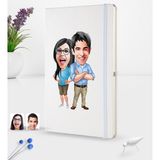 BK Kişiye Özel Sevgililer Karikatürlü Beyaz Termo Deri Defter 16X24CM Model 101
