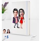 BK Kişiye Özel Sevgililer Karikatürlü Beyaz Termo Deri Defter 16X24CM Model 4