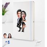 BK Kişiye Özel Sevgililer Karikatürlü Beyaz Termo Deri Defter 16X24CM Model 6