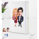 BK Kişiye Özel Sevgililer Karikatürlü Beyaz Termo Deri Defter 16X24CM Model 94