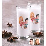 BK Kişiye Özel Sevgililer Karikatürlü Ikili Rakı Bardağı Seti-19