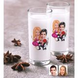 BK Kişiye Özel Sevgililer Karikatürlü Ikili Rakı Bardağı Seti-9