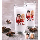 BK Kişiye Özel Sevgililer Yeni Yıl Karikatürlü Ikili Rakı Bardağı Seti-3