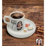BK Kişiye Özel Sunum Tabaklı Kadın Kolay Yetişmiyor Karikatürlü Türk Kahvesi Fincanı Model 8