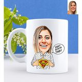 BK Kişiye Özel Süper Annem Karikatürlü Beyaz Kupa Bardak